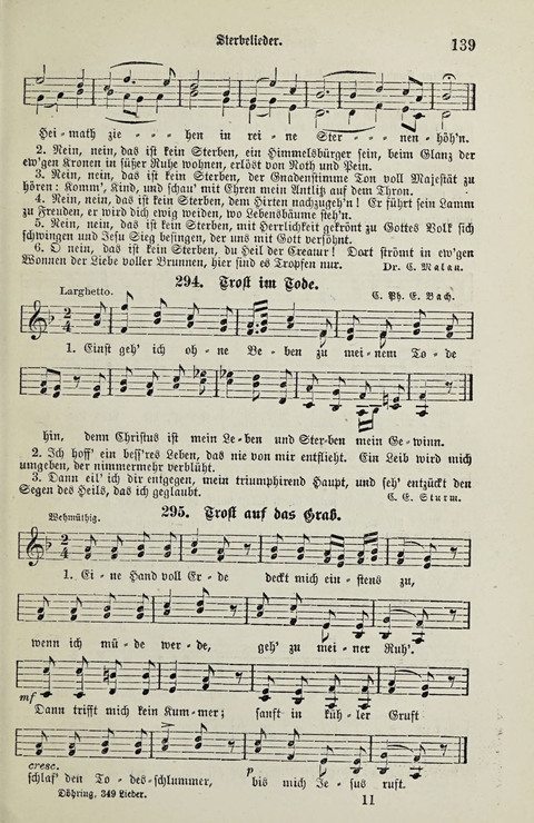 349 Lieder: für Schule und Haus in den Vereinigten Staaten insbesondere für die Elementar- und Mittelclassen in den Stadtschulen, sowie für die Parochialschulen auf dem Lande page 139