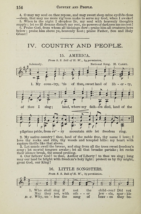 349 Lieder: für Schule und Haus in den Vereinigten Staaten insbesondere für die Elementar- und Mittelclassen in den Stadtschulen, sowie für die Parochialschulen auf dem Lande page 154