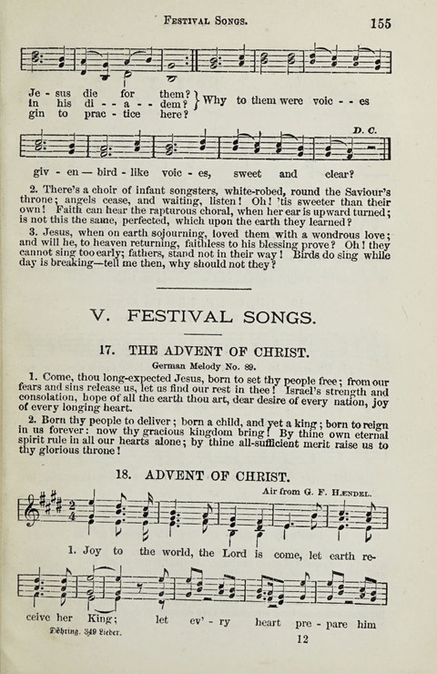 349 Lieder: für Schule und Haus in den Vereinigten Staaten insbesondere für die Elementar- und Mittelclassen in den Stadtschulen, sowie für die Parochialschulen auf dem Lande page 155