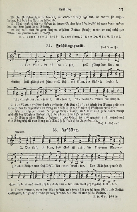 349 Lieder: für Schule und Haus in den Vereinigten Staaten insbesondere für die Elementar- und Mittelclassen in den Stadtschulen, sowie für die Parochialschulen auf dem Lande page 17