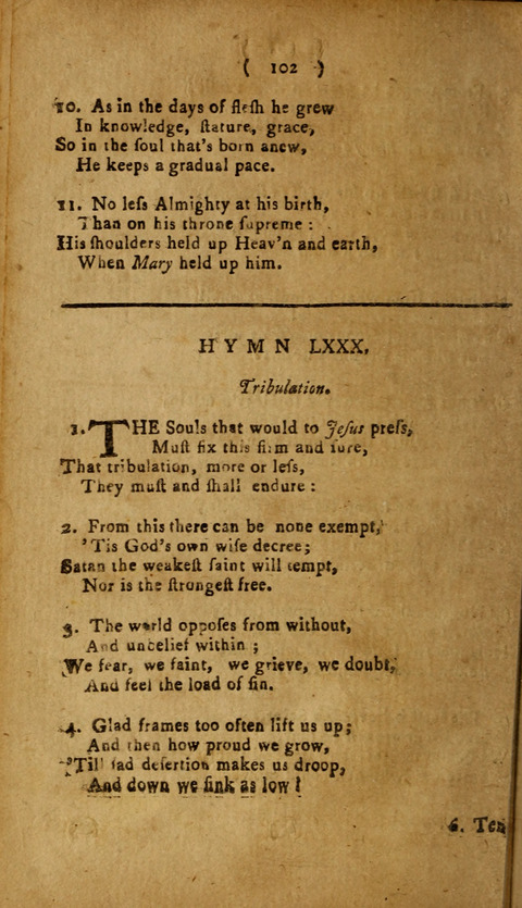 A Choice Collection of Hymns, in which are some never before printed page 102