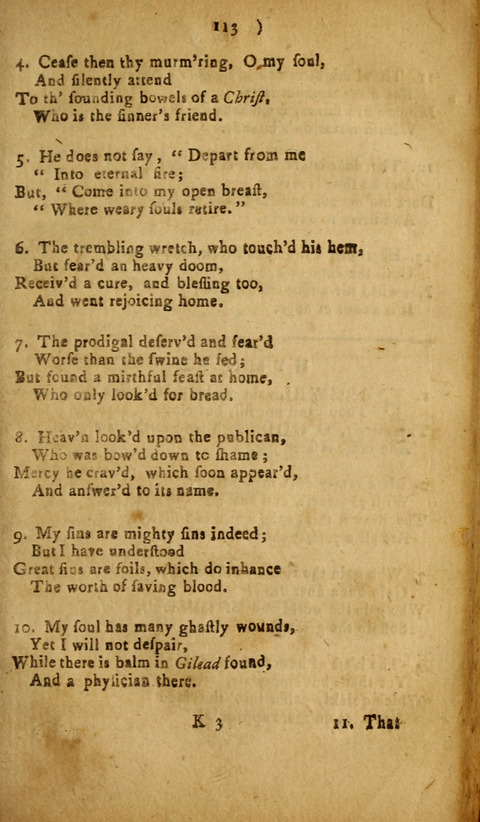 A Choice Collection of Hymns, in which are some never before printed page 113