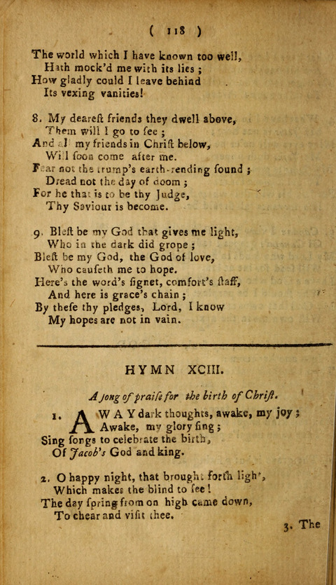 A Choice Collection of Hymns, in which are some never before printed page 118