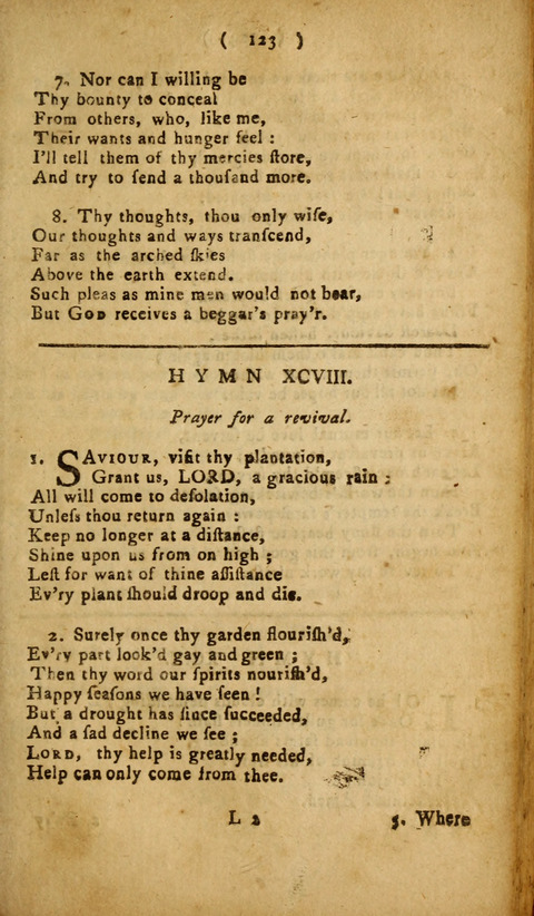 A Choice Collection of Hymns, in which are some never before printed page 123