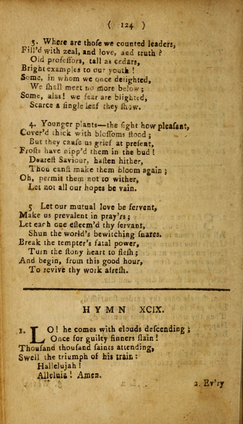 A Choice Collection of Hymns, in which are some never before printed page 124