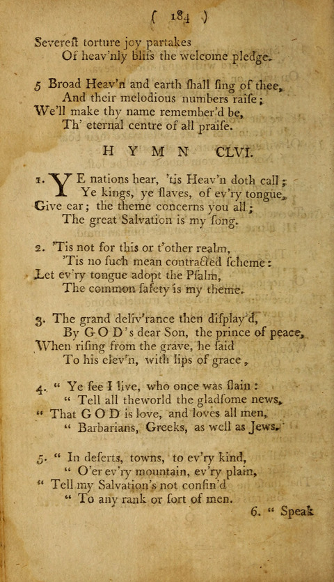 A Choice Collection of Hymns, in which are some never before printed page 184