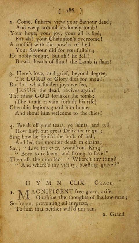 A Choice Collection of Hymns, in which are some never before printed page 188