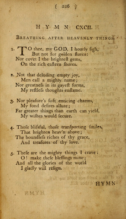 A Choice Collection of Hymns, in which are some never before printed page 226