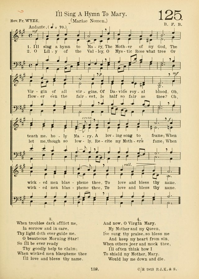 American Catholic Hymnal: an extensive collection of hymns, Latin chants, and sacred songs for church, school, and home, including Gregorian masses, vesper psalms, litanies... page 166