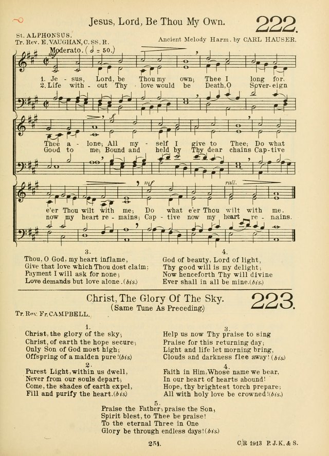 American Catholic Hymnal: an extensive collection of hymns, Latin chants, and sacred songs for church, school, and home, including Gregorian masses, vesper psalms, litanies... page 258