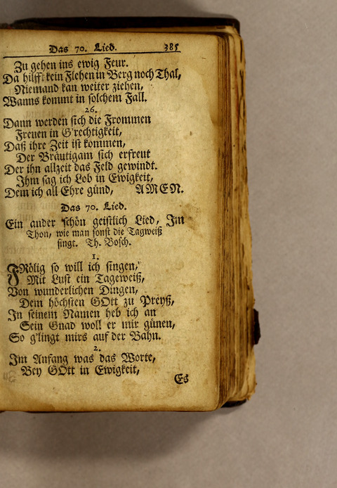 Ausbund, das ist: etliche schöne christliche lieder, wie sie in dem Gefängnüs zu Bassau in dem Schloss on den Schweitzer-Brüdern, und von andern rechtgläubigen Christen hin und her gedichtet worden page 387