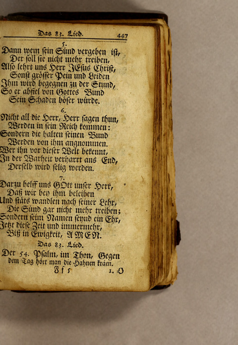 Ausbund, das ist: etliche schöne christliche lieder, wie sie in dem Gefängnüs zu Bassau in dem Schloss on den Schweitzer-Brüdern, und von andern rechtgläubigen Christen hin und her gedichtet worden page 449