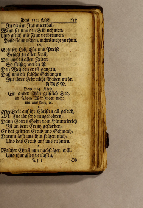 Ausbund, das ist: etliche schöne christliche lieder, wie sie in dem Gefängnüs zu Bassau in dem Schloss on den Schweitzer-Brüdern, und von andern rechtgläubigen Christen hin und her gedichtet worden page 657