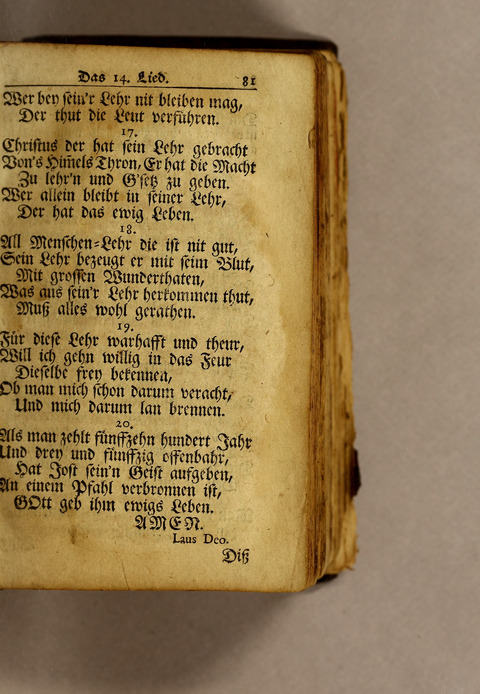 Ausbund, das ist: etliche schöne christliche lieder, wie sie in dem Gefängnüs zu Bassau in dem Schloss on den Schweitzer-Brüdern, und von andern rechtgläubigen Christen hin und her gedichtet worden page 83