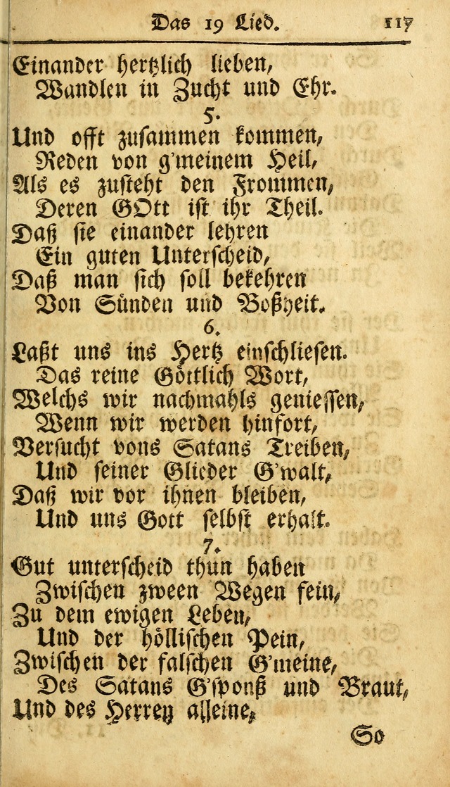 Ausbund, das ist Etliche Schöne Christliche Lieder wie sie in dem Gefängnüss zu Bassau in dem Schloß von den Schweitzer-Brüdern, und von anderen rechtgläubigen Christen hin und her gedichtet worden... page 117