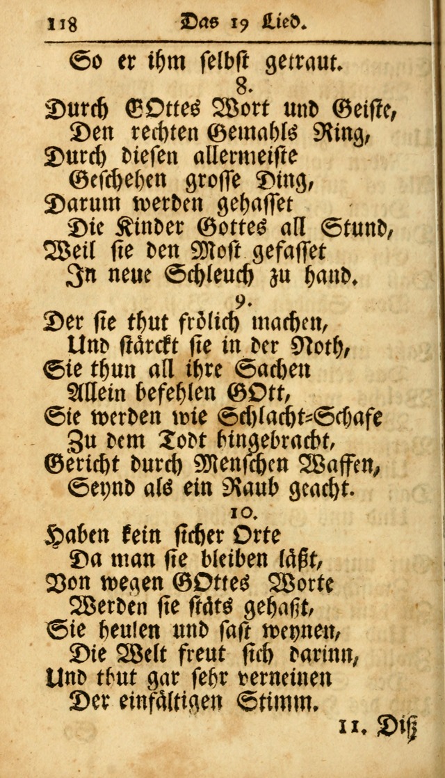 Ausbund, das ist Etliche Schöne Christliche Lieder wie sie in dem Gefängnüss zu Bassau in dem Schloß von den Schweitzer-Brüdern, und von anderen rechtgläubigen Christen hin und her gedichtet worden... page 118