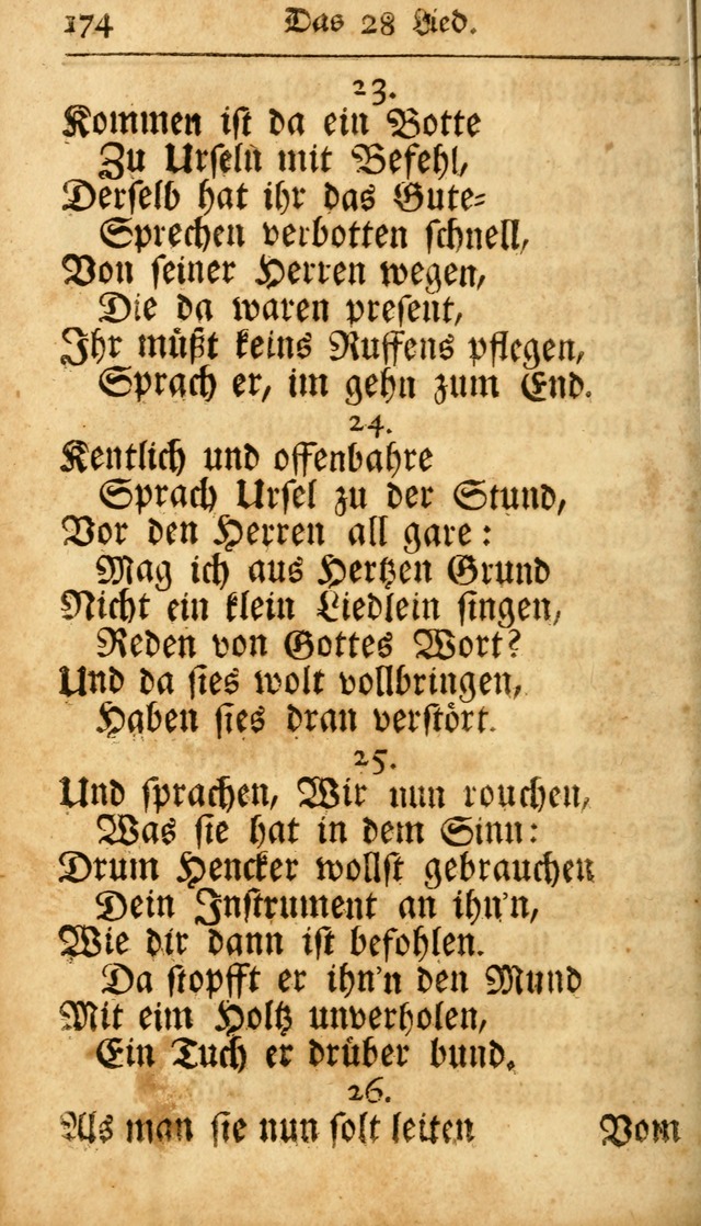 Ausbund, das ist Etliche Schöne Christliche Lieder wie sie in dem Gefängnüss zu Bassau in dem Schloß von den Schweitzer-Brüdern, und von anderen rechtgläubigen Christen hin und her gedichtet worden... page 174