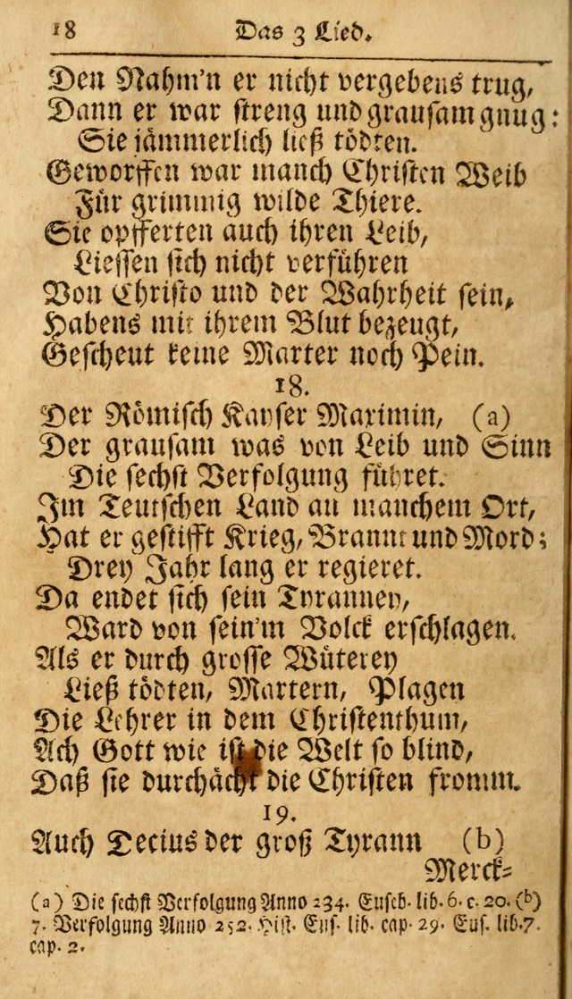 Ausbund, das ist Etliche Schöne Christliche Lieder wie sie in dem Gefängnüss zu Bassau in dem Schloß von den Schweitzer-Brüdern, und von anderen rechtgläubigen Christen hin und her gedichtet worden... page 18