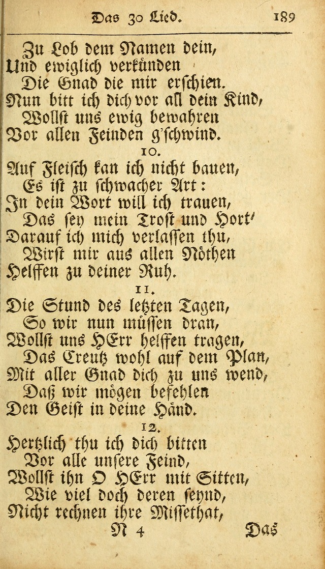 Ausbund, das ist Etliche Schöne Christliche Lieder wie sie in dem Gefängnüss zu Bassau in dem Schloß von den Schweitzer-Brüdern, und von anderen rechtgläubigen Christen hin und her gedichtet worden... page 189