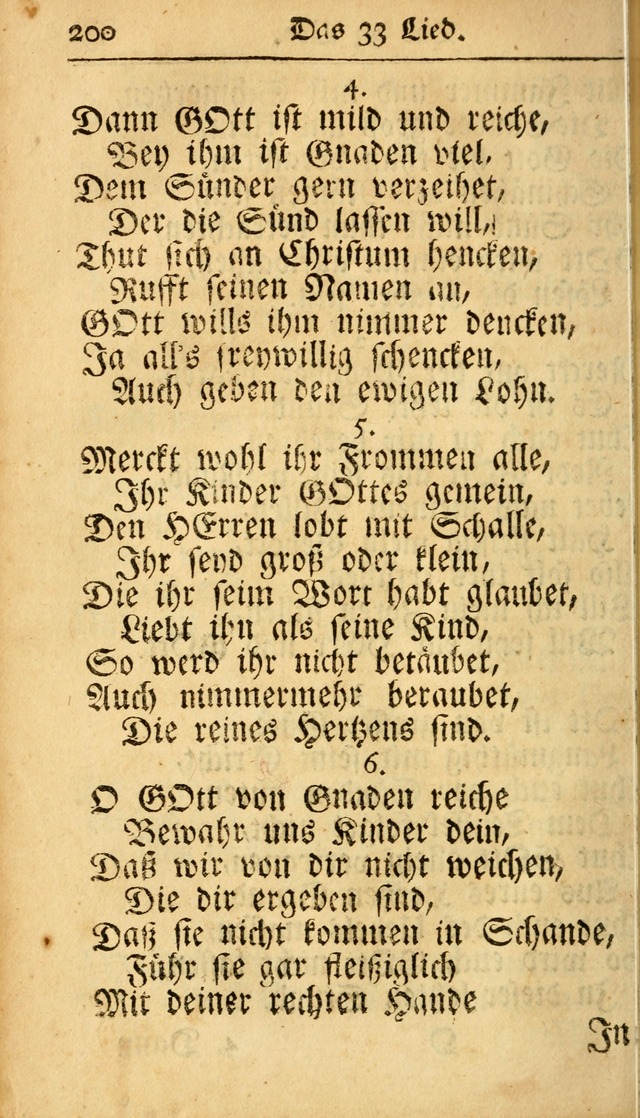 Ausbund, das ist Etliche Schöne Christliche Lieder wie sie in dem Gefängnüss zu Bassau in dem Schloß von den Schweitzer-Brüdern, und von anderen rechtgläubigen Christen hin und her gedichtet worden... page 200