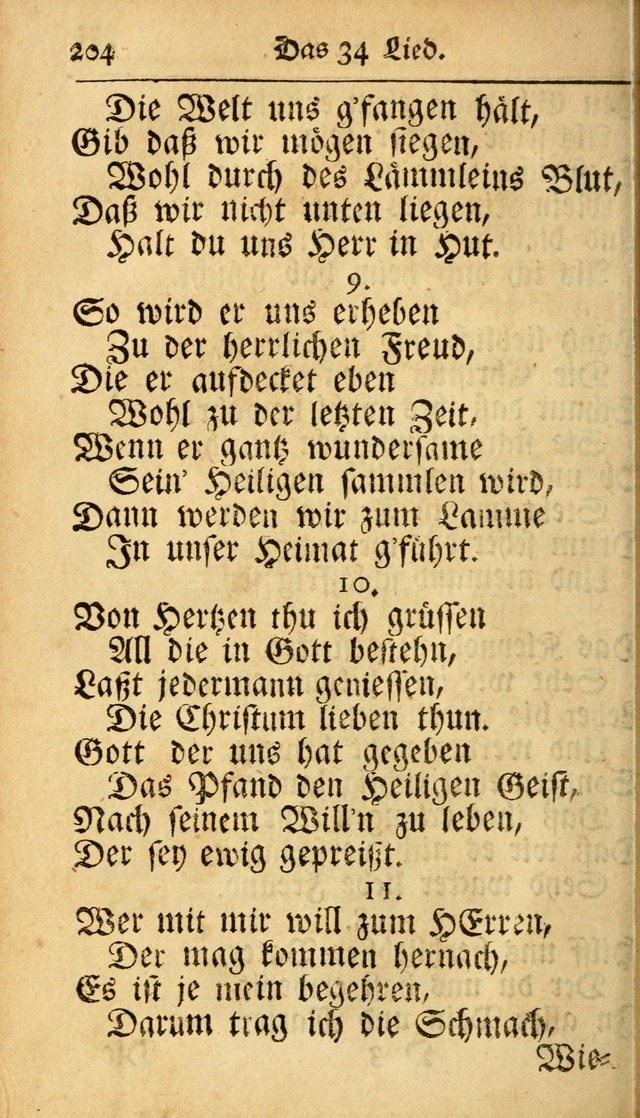 Ausbund, das ist Etliche Schöne Christliche Lieder wie sie in dem Gefängnüss zu Bassau in dem Schloß von den Schweitzer-Brüdern, und von anderen rechtgläubigen Christen hin und her gedichtet worden... page 204