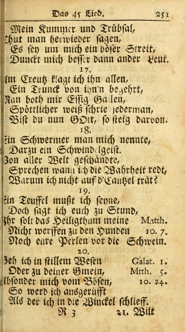 Ausbund, das ist Etliche Schöne Christliche Lieder wie sie in dem Gefängnüss zu Bassau in dem Schloß von den Schweitzer-Brüdern, und von anderen rechtgläubigen Christen hin und her gedichtet worden... page 251