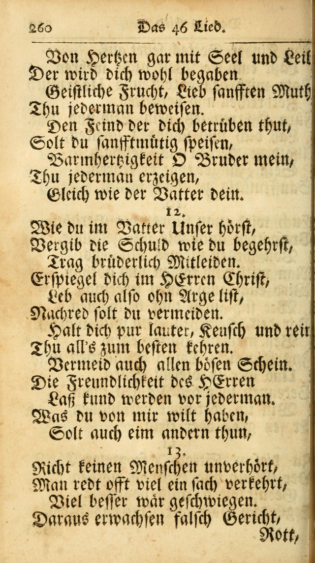Ausbund, das ist Etliche Schöne Christliche Lieder wie sie in dem Gefängnüss zu Bassau in dem Schloß von den Schweitzer-Brüdern, und von anderen rechtgläubigen Christen hin und her gedichtet worden... page 260