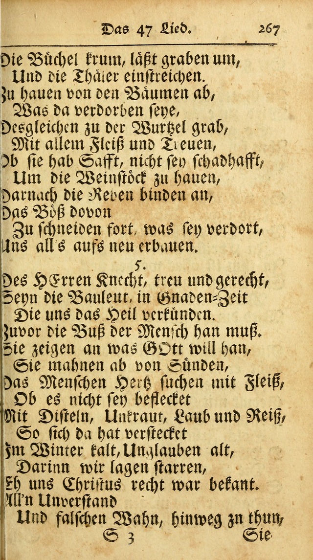 Ausbund, das ist Etliche Schöne Christliche Lieder wie sie in dem Gefängnüss zu Bassau in dem Schloß von den Schweitzer-Brüdern, und von anderen rechtgläubigen Christen hin und her gedichtet worden... page 267