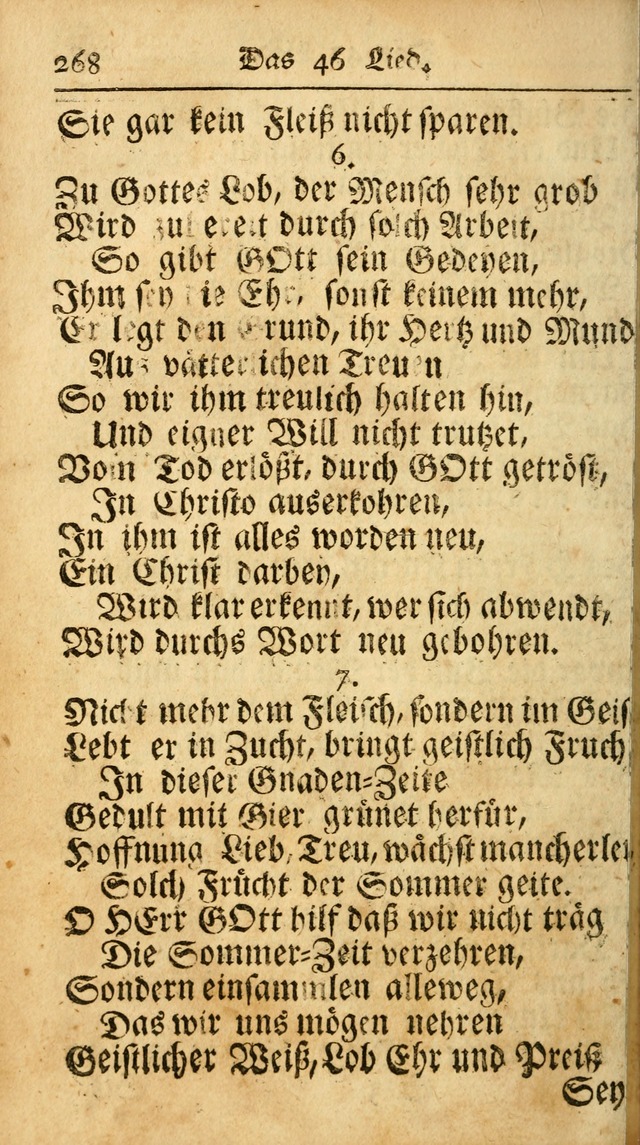 Ausbund, das ist Etliche Schöne Christliche Lieder wie sie in dem Gefängnüss zu Bassau in dem Schloß von den Schweitzer-Brüdern, und von anderen rechtgläubigen Christen hin und her gedichtet worden... page 268