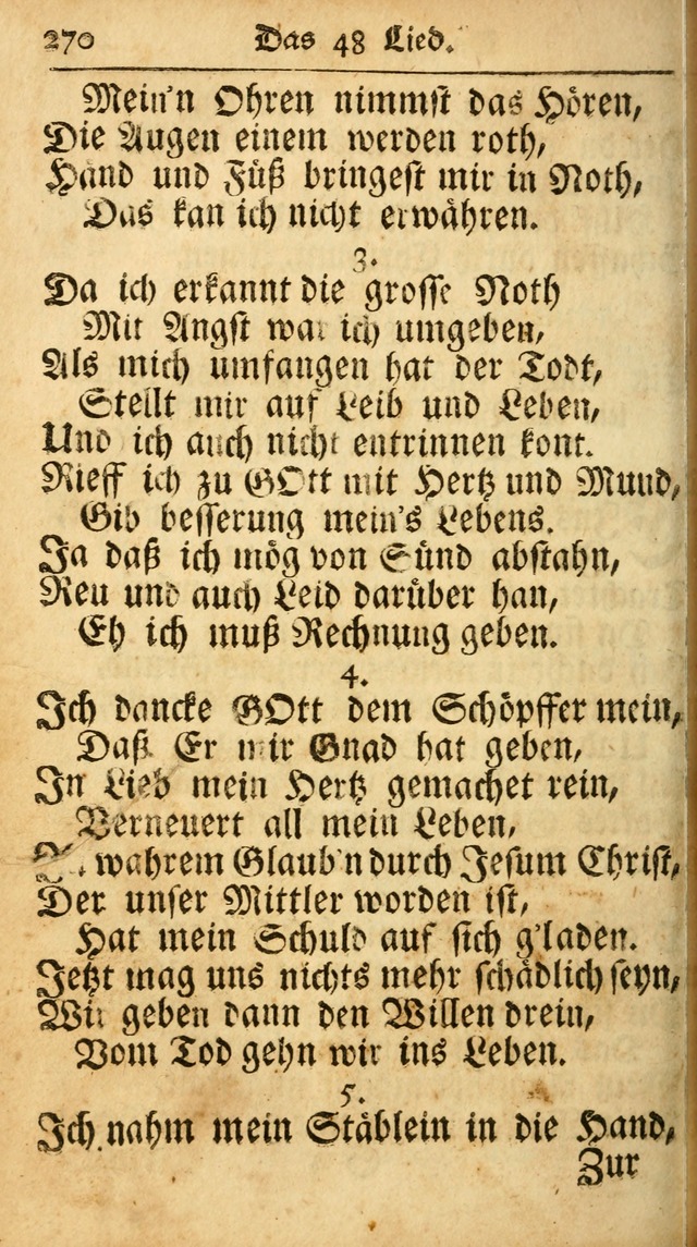 Ausbund, das ist Etliche Schöne Christliche Lieder wie sie in dem Gefängnüss zu Bassau in dem Schloß von den Schweitzer-Brüdern, und von anderen rechtgläubigen Christen hin und her gedichtet worden... page 270