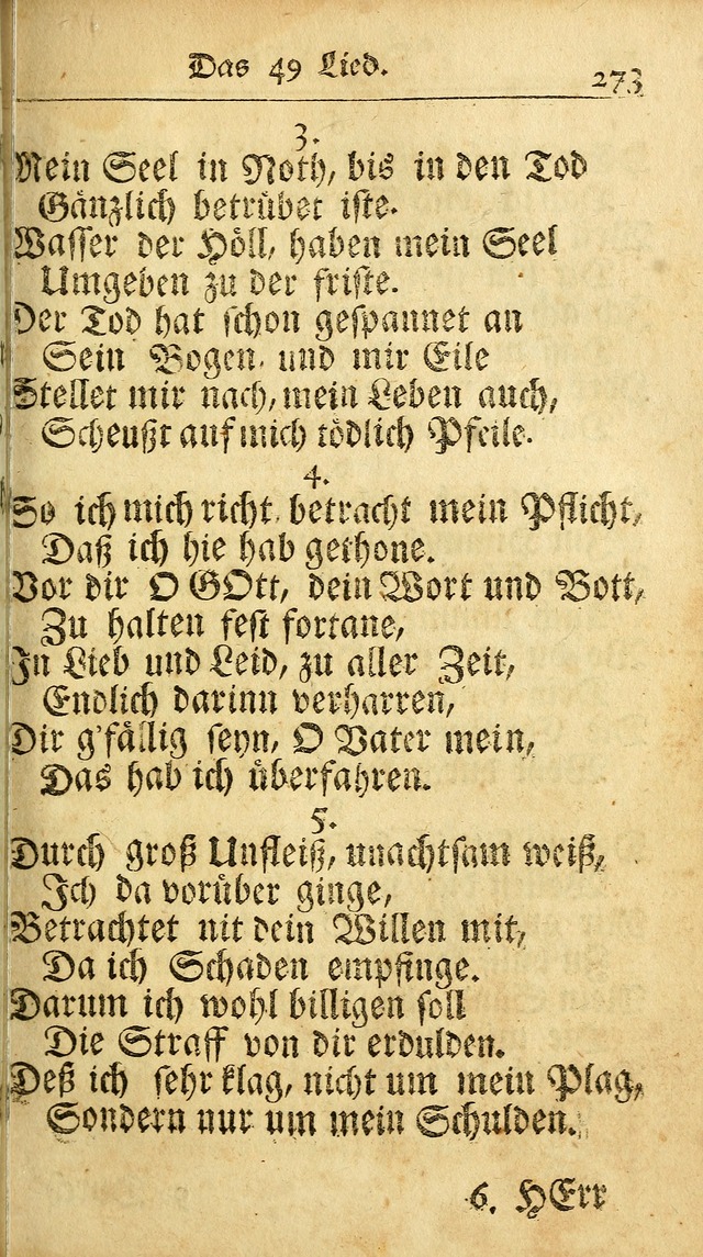 Ausbund, das ist Etliche Schöne Christliche Lieder wie sie in dem Gefängnüss zu Bassau in dem Schloß von den Schweitzer-Brüdern, und von anderen rechtgläubigen Christen hin und her gedichtet worden... page 273