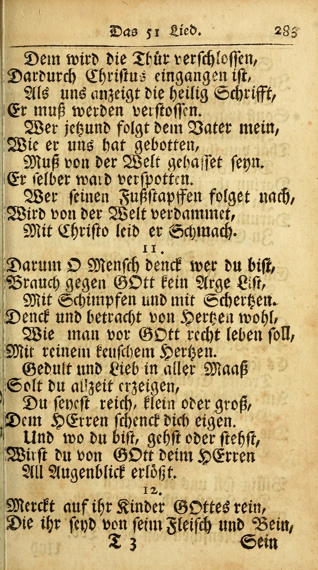 Ausbund, das ist Etliche Schöne Christliche Lieder wie sie in dem Gefängnüss zu Bassau in dem Schloß von den Schweitzer-Brüdern, und von anderen rechtgläubigen Christen hin und her gedichtet worden... page 283