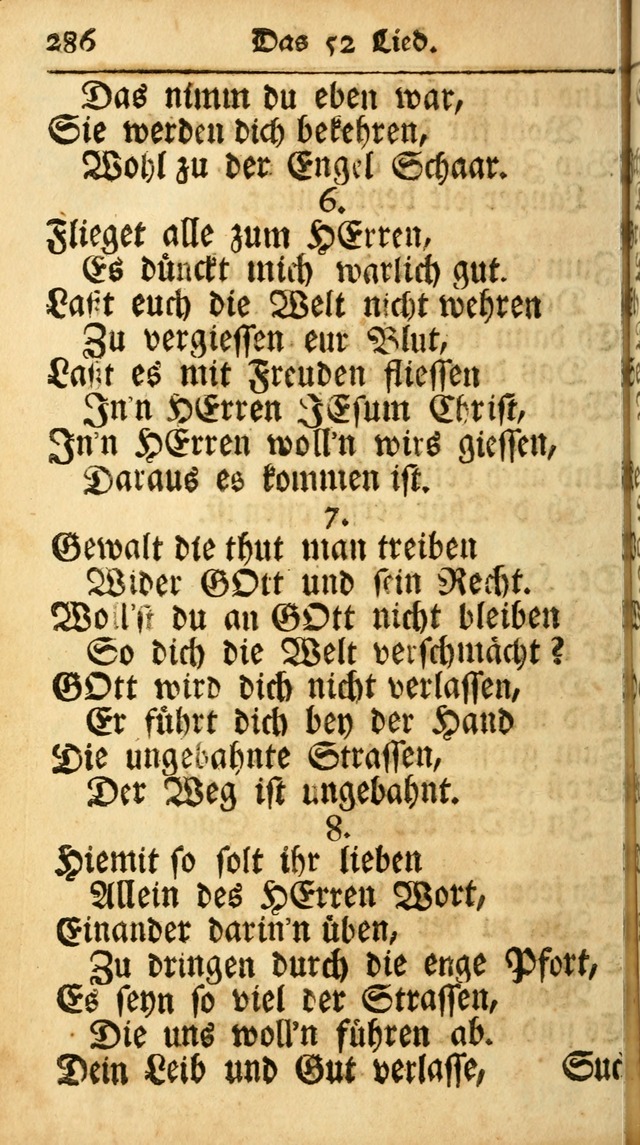 Ausbund, das ist Etliche Schöne Christliche Lieder wie sie in dem Gefängnüss zu Bassau in dem Schloß von den Schweitzer-Brüdern, und von anderen rechtgläubigen Christen hin und her gedichtet worden... page 286