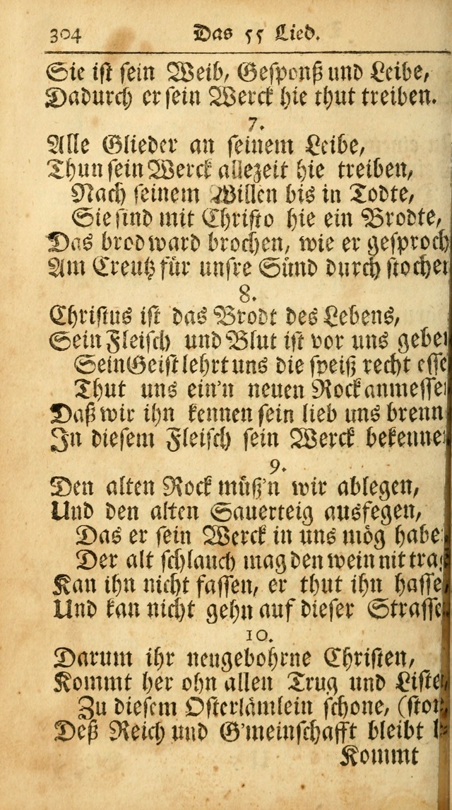 Ausbund, das ist Etliche Schöne Christliche Lieder wie sie in dem Gefängnüss zu Bassau in dem Schloß von den Schweitzer-Brüdern, und von anderen rechtgläubigen Christen hin und her gedichtet worden... page 304