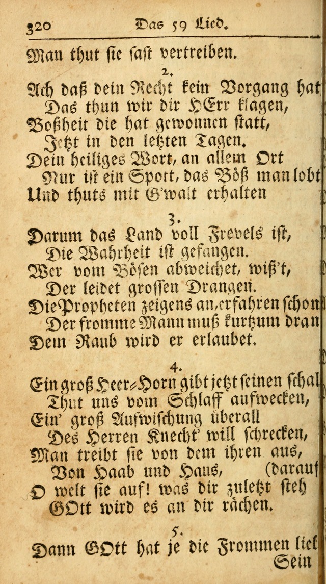 Ausbund, das ist Etliche Schöne Christliche Lieder wie sie in dem Gefängnüss zu Bassau in dem Schloß von den Schweitzer-Brüdern, und von anderen rechtgläubigen Christen hin und her gedichtet worden... page 320