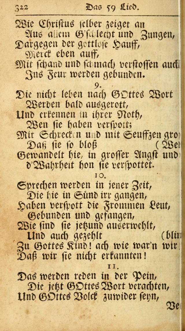 Ausbund, das ist Etliche Schöne Christliche Lieder wie sie in dem Gefängnüss zu Bassau in dem Schloß von den Schweitzer-Brüdern, und von anderen rechtgläubigen Christen hin und her gedichtet worden... page 322