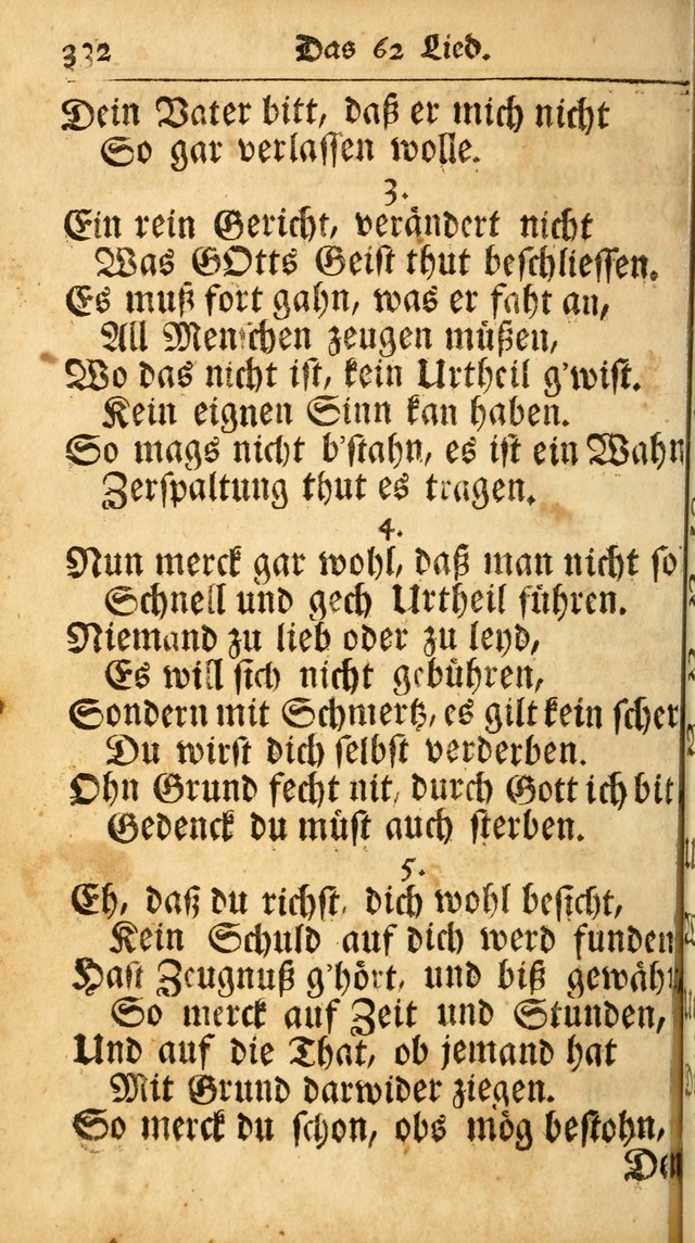 Ausbund, das ist Etliche Schöne Christliche Lieder wie sie in dem Gefängnüss zu Bassau in dem Schloß von den Schweitzer-Brüdern, und von anderen rechtgläubigen Christen hin und her gedichtet worden... page 332