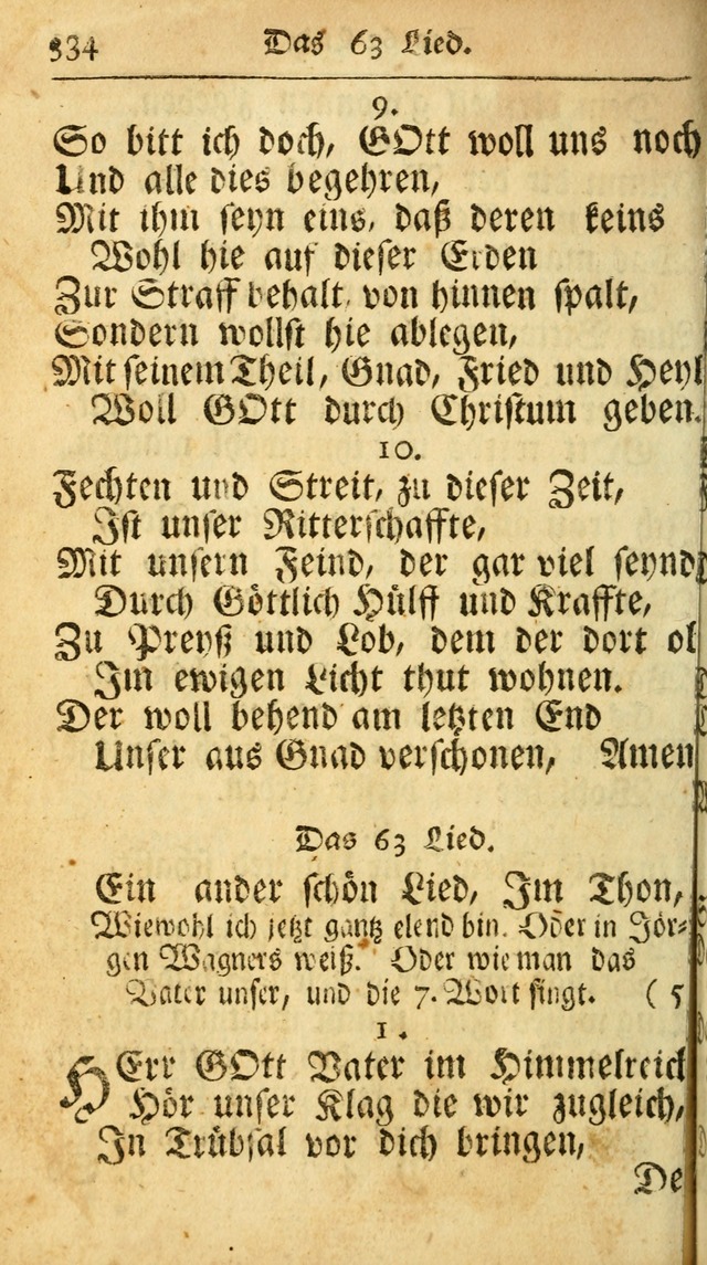 Ausbund, das ist Etliche Schöne Christliche Lieder wie sie in dem Gefängnüss zu Bassau in dem Schloß von den Schweitzer-Brüdern, und von anderen rechtgläubigen Christen hin und her gedichtet worden... page 334