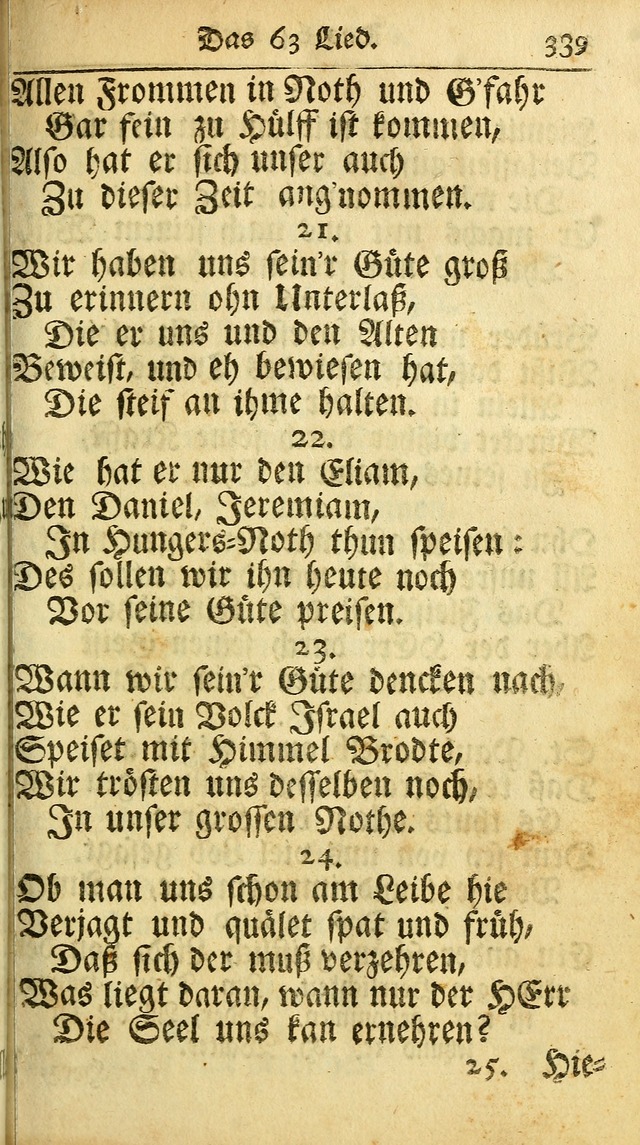 Ausbund, das ist Etliche Schöne Christliche Lieder wie sie in dem Gefängnüss zu Bassau in dem Schloß von den Schweitzer-Brüdern, und von anderen rechtgläubigen Christen hin und her gedichtet worden... page 339