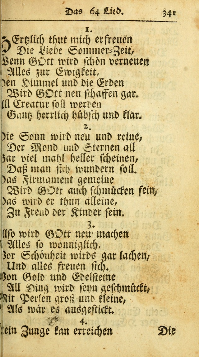 Ausbund, das ist Etliche Schöne Christliche Lieder wie sie in dem Gefängnüss zu Bassau in dem Schloß von den Schweitzer-Brüdern, und von anderen rechtgläubigen Christen hin und her gedichtet worden... page 341