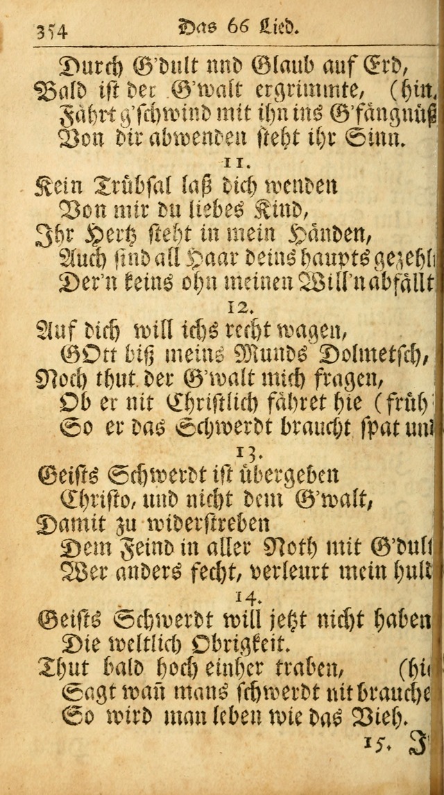 Ausbund, das ist Etliche Schöne Christliche Lieder wie sie in dem Gefängnüss zu Bassau in dem Schloß von den Schweitzer-Brüdern, und von anderen rechtgläubigen Christen hin und her gedichtet worden... page 354