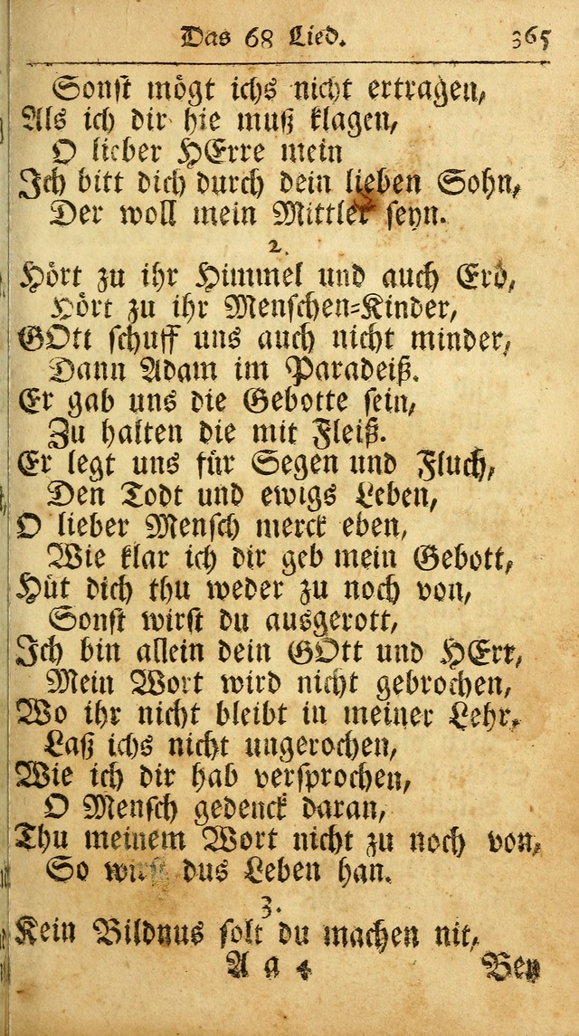 Ausbund, das ist Etliche Schöne Christliche Lieder wie sie in dem Gefängnüss zu Bassau in dem Schloß von den Schweitzer-Brüdern, und von anderen rechtgläubigen Christen hin und her gedichtet worden... page 365