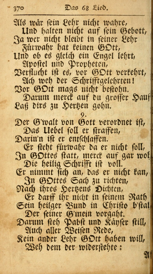 Ausbund, das ist Etliche Schöne Christliche Lieder wie sie in dem Gefängnüss zu Bassau in dem Schloß von den Schweitzer-Brüdern, und von anderen rechtgläubigen Christen hin und her gedichtet worden... page 370