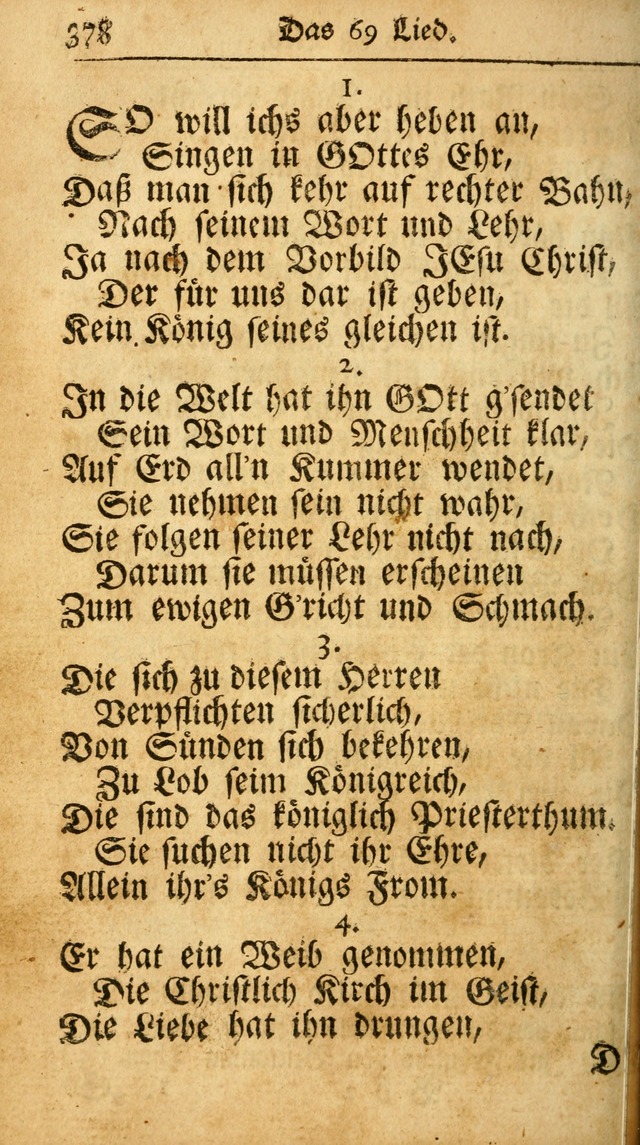 Ausbund, das ist Etliche Schöne Christliche Lieder wie sie in dem Gefängnüss zu Bassau in dem Schloß von den Schweitzer-Brüdern, und von anderen rechtgläubigen Christen hin und her gedichtet worden... page 378