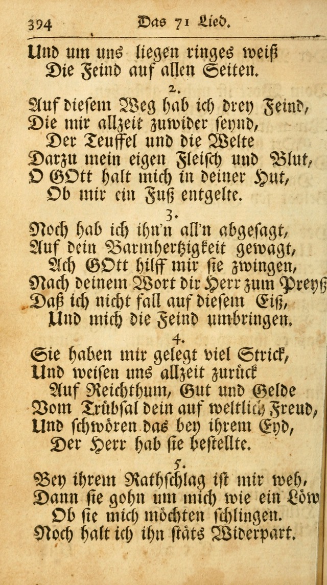 Ausbund, das ist Etliche Schöne Christliche Lieder wie sie in dem Gefängnüss zu Bassau in dem Schloß von den Schweitzer-Brüdern, und von anderen rechtgläubigen Christen hin und her gedichtet worden... page 394