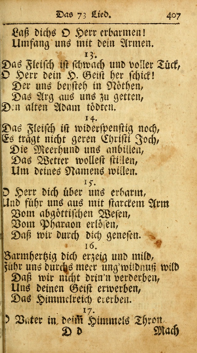 Ausbund, das ist Etliche Schöne Christliche Lieder wie sie in dem Gefängnüss zu Bassau in dem Schloß von den Schweitzer-Brüdern, und von anderen rechtgläubigen Christen hin und her gedichtet worden... page 407