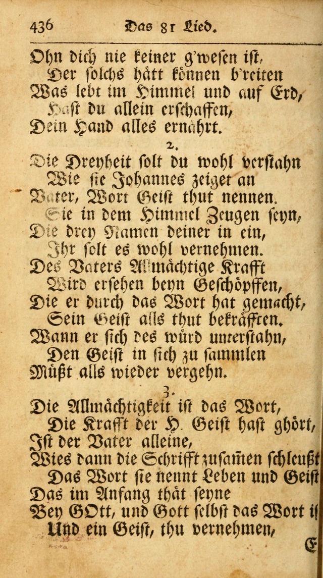 Ausbund, das ist Etliche Schöne Christliche Lieder wie sie in dem Gefängnüss zu Bassau in dem Schloß von den Schweitzer-Brüdern, und von anderen rechtgläubigen Christen hin und her gedichtet worden... page 436