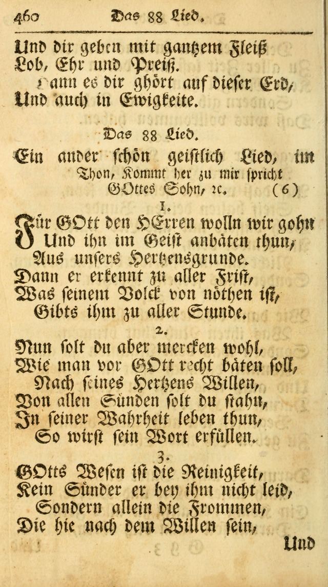 Ausbund, das ist Etliche Schöne Christliche Lieder wie sie in dem Gefängnüss zu Bassau in dem Schloß von den Schweitzer-Brüdern, und von anderen rechtgläubigen Christen hin und her gedichtet worden... page 460