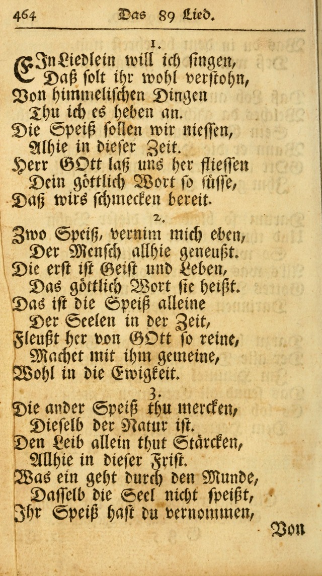 Ausbund, das ist Etliche Schöne Christliche Lieder wie sie in dem Gefängnüss zu Bassau in dem Schloß von den Schweitzer-Brüdern, und von anderen rechtgläubigen Christen hin und her gedichtet worden... page 464