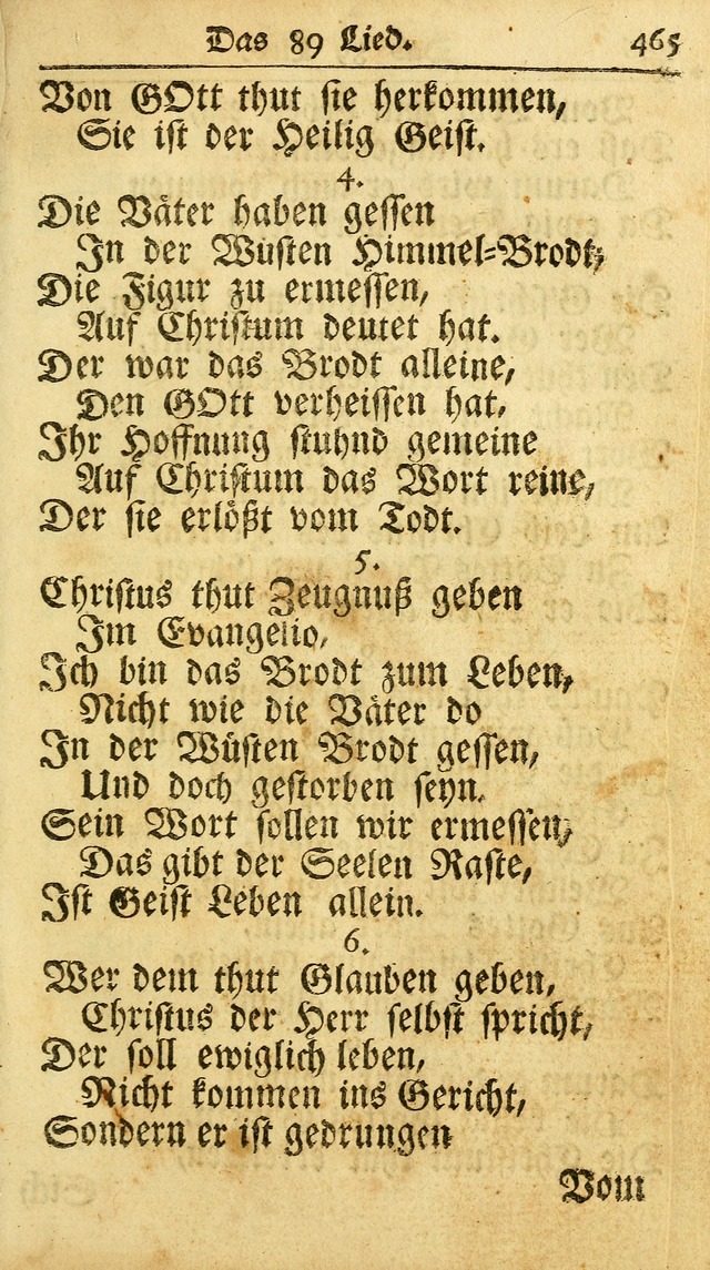 Ausbund, das ist Etliche Schöne Christliche Lieder wie sie in dem Gefängnüss zu Bassau in dem Schloß von den Schweitzer-Brüdern, und von anderen rechtgläubigen Christen hin und her gedichtet worden... page 465